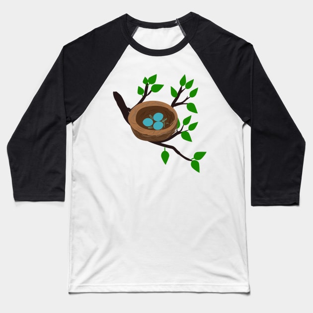 Birds eggs in the nest Baseball T-Shirt by Orangerinka